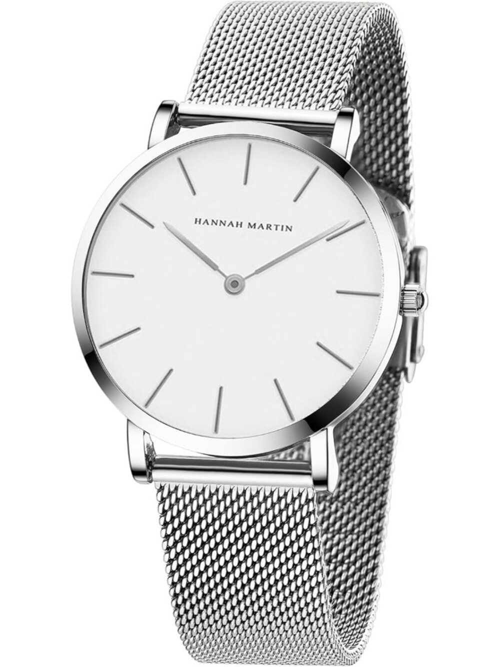 Women's Silver Luxury Vintage Round Case Stainless Steel Band Wrist Watches